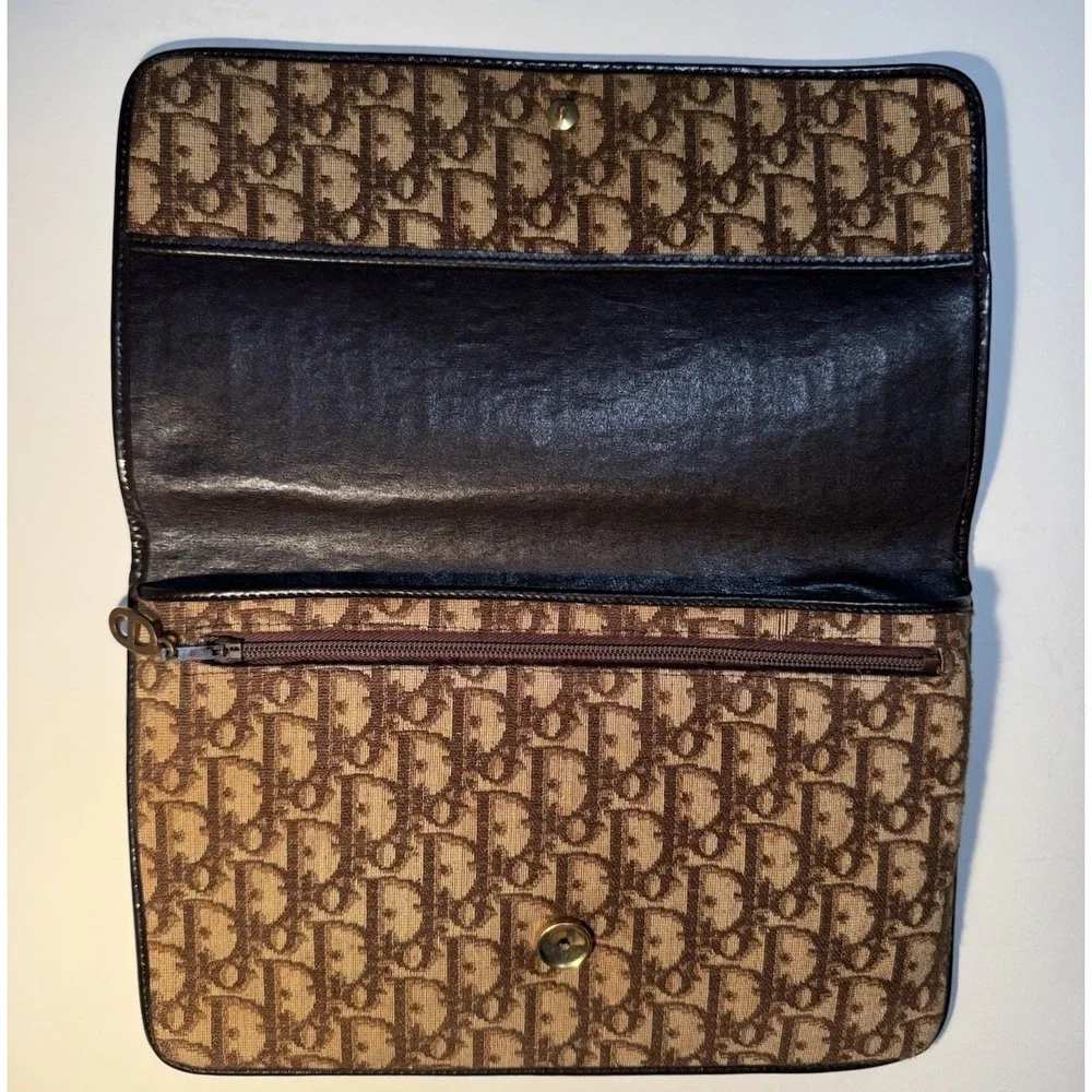 Vintage Dior Trotter Clutch Bag Bordeaux Authentic Used